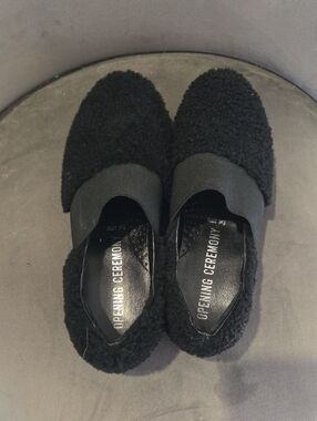 Opening Ceremony Black Sherpa Slip-On Loafers
